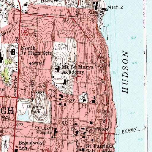 Topographic Map of Aquinas Hall, NY