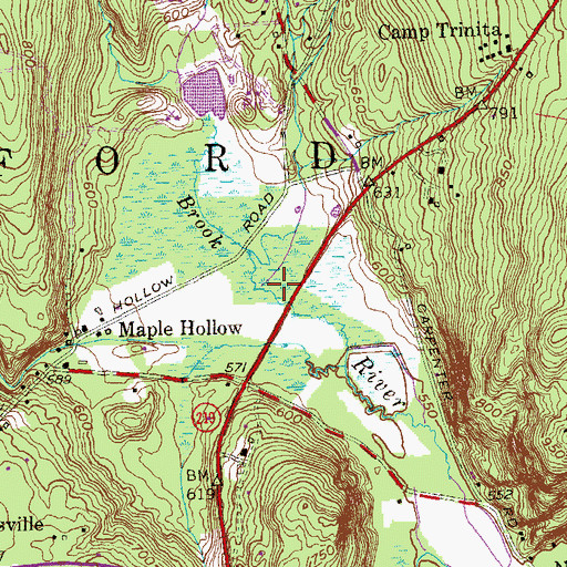 Topographic Map of North Brook North Nepaug Brook, CT