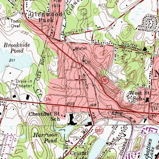 Topographic Map of Oak Street Baptist Church, NY