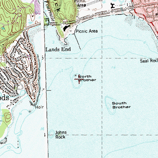 Topographic Map of North Brother, CT