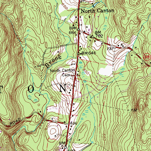 Topographic Map of North Canton Cemetery, CT