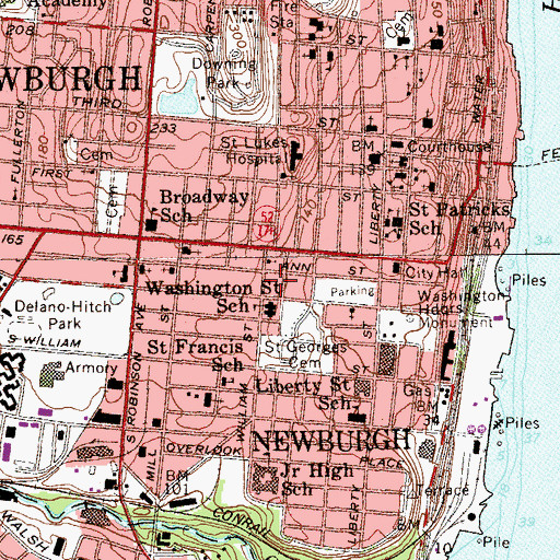 Topographic Map of Congregation Bnai Israel Synagogue, NY