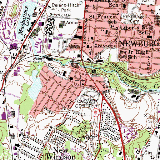 Topographic Map of New Windsor Fire Department Quassaick Bridge Fire District, NY