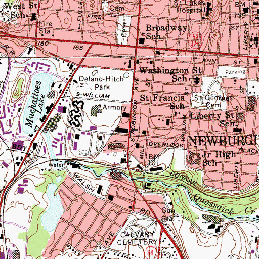 Topographic Map of Newburgh Shopping Center, NY