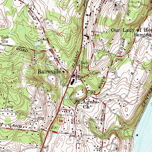 Topographic Map of Balmville Public School (historical), NY