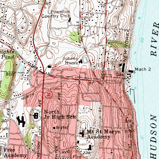 Topographic Map of Balmville Elementary School, NY