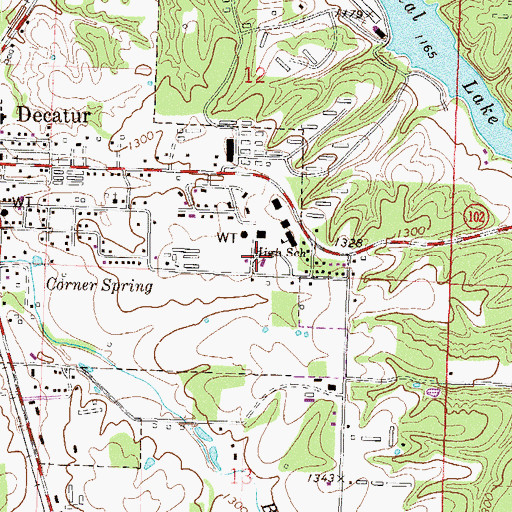 Topographic Map of Decatur Middle School, AR