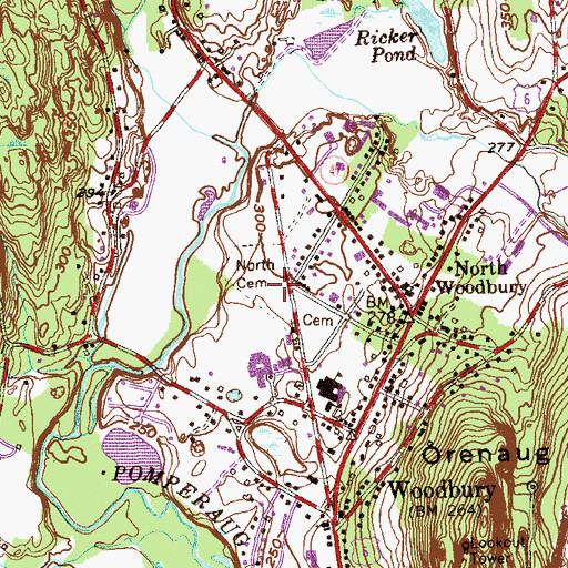 Topographic Map of North Cemetery, CT