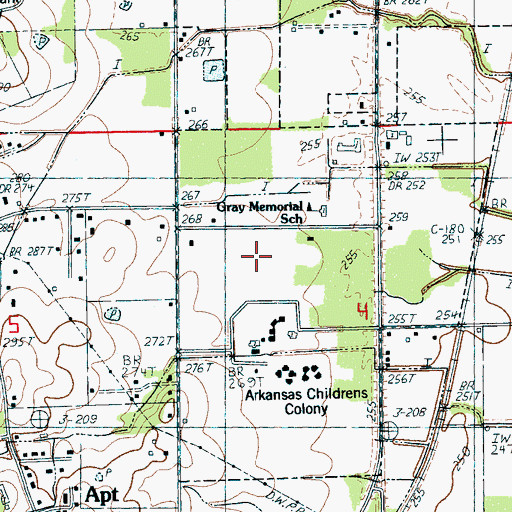 Topographic Map of Fox Meadow Intermediate Center, AR