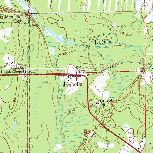 Topographic Map of Isabella Post Office (historical), MN