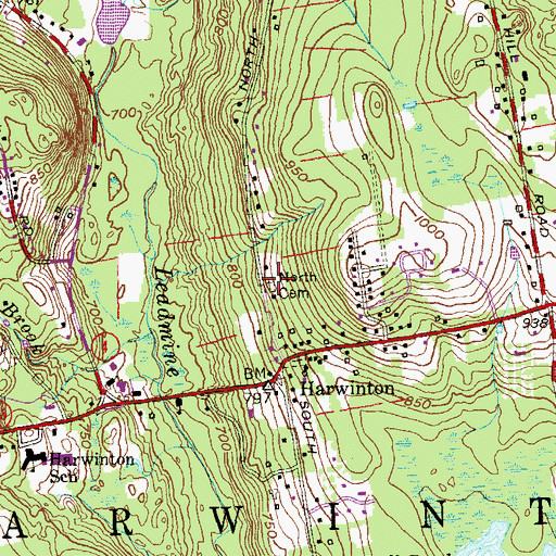Topographic Map of North Cemetery, CT