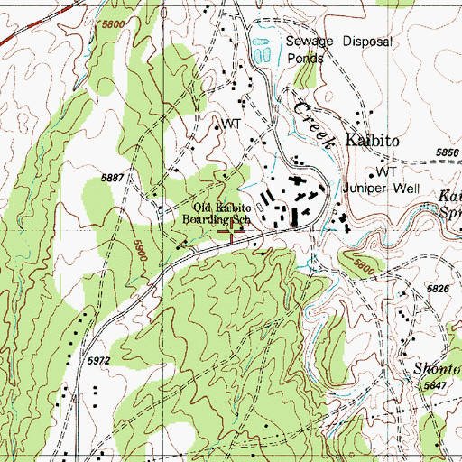 Topographic Map of Old Kaibito Boarding School, AZ