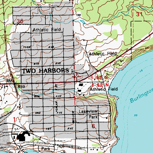 Topographic Map of Lake County Arena, MN