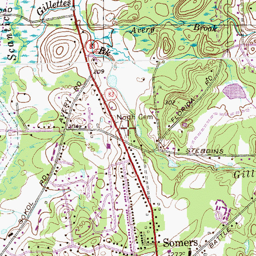 Topographic Map of North Cemetery, CT