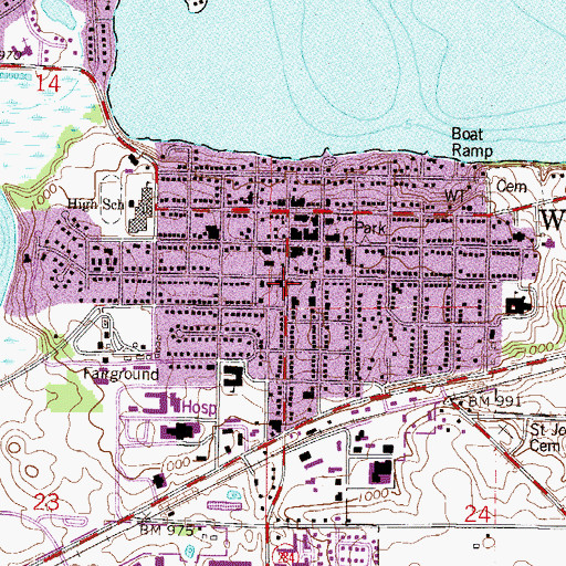 Topographic Map of Waconia City Hall, MN
