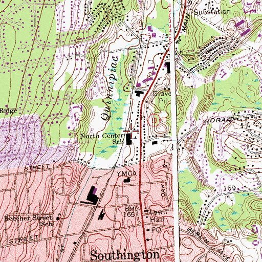 Topographic Map of North Center School, CT