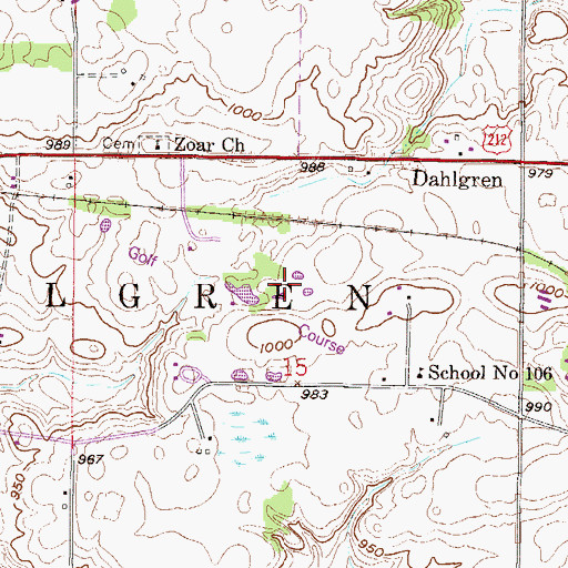 Topographic Map of Dahlgreen Golf Club, MN