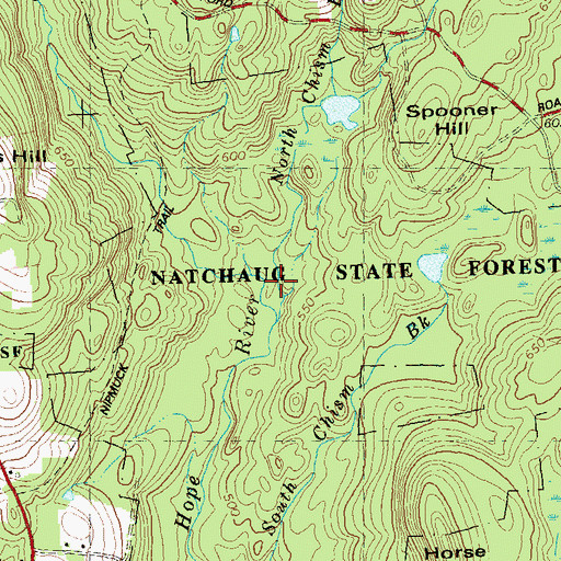 Topographic Map of North Chism Brook, CT