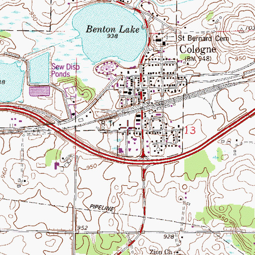 Topographic Map of Cologne City Hall, MN