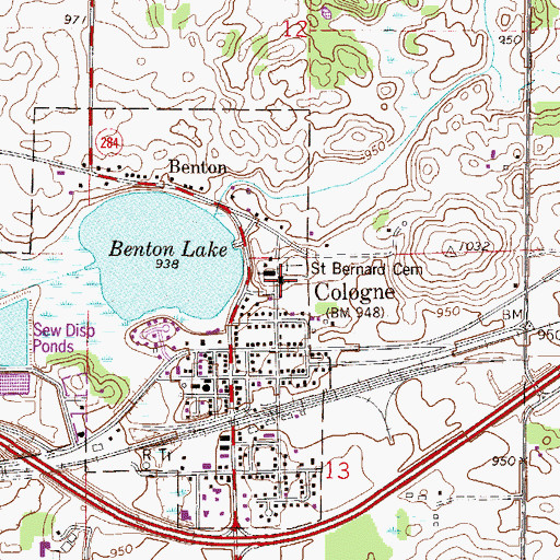 Topographic Map of Saint Bernard Catholic School, MN