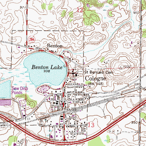 Topographic Map of Saint Bernard Catholic Church, MN
