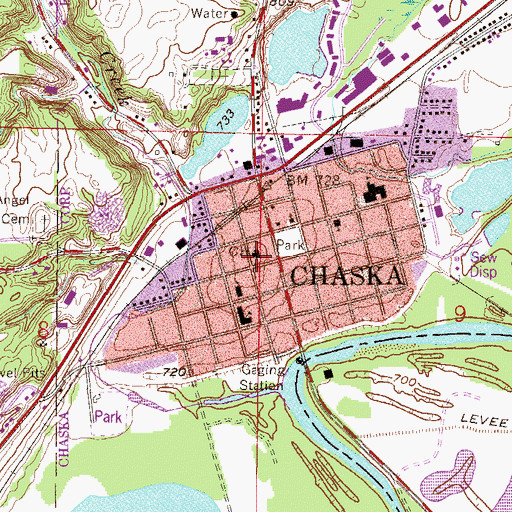 Topographic Map of Chaska City Hall, MN