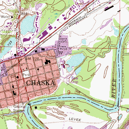 Topographic Map of Chaska Fire Department, MN