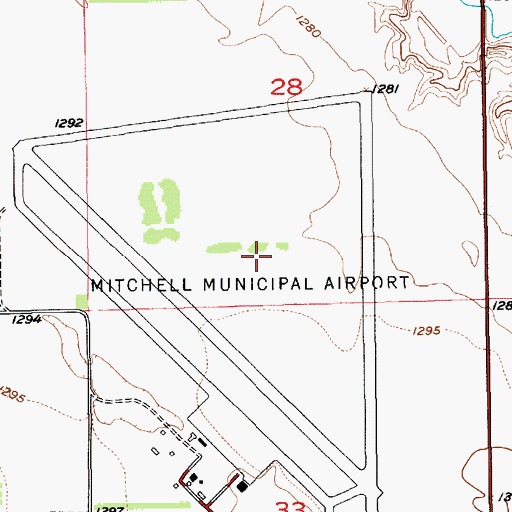 Topographic Map of Mitchell Army Air Field (historical), SD
