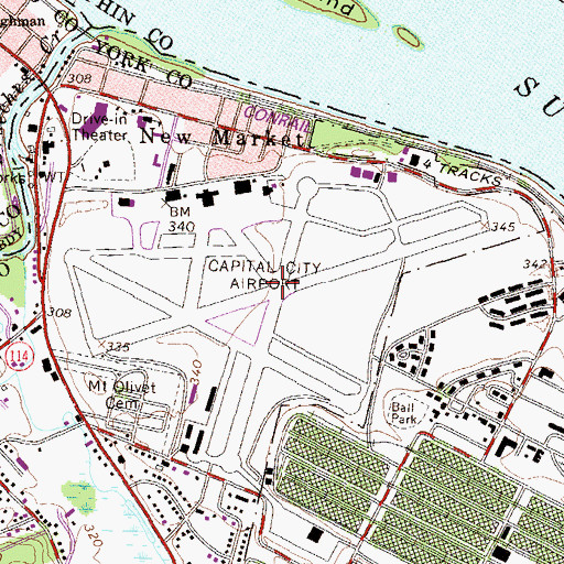 Topographic Map of New Cumberland Army Air Field (historical), PA