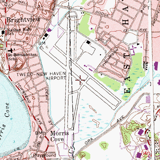 Topographic Map of New Haven Army Air Field (historical), CT
