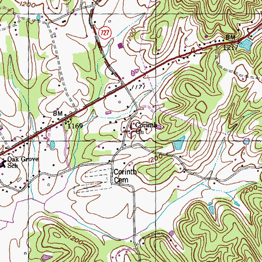 Topographic Map of Corinth Baptist Church, KY
