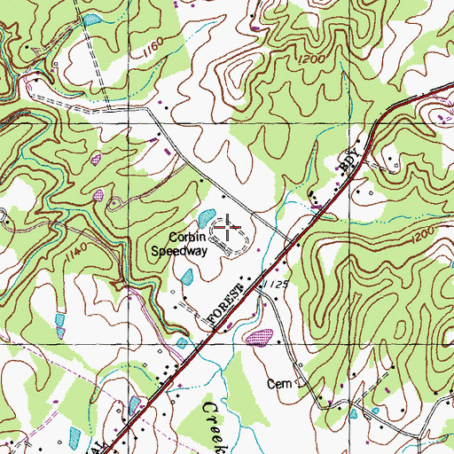 Topographic Map of Corbin Speedway, KY