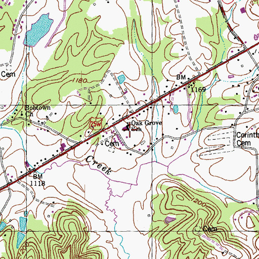 Topographic Map of Oak Grove School, KY