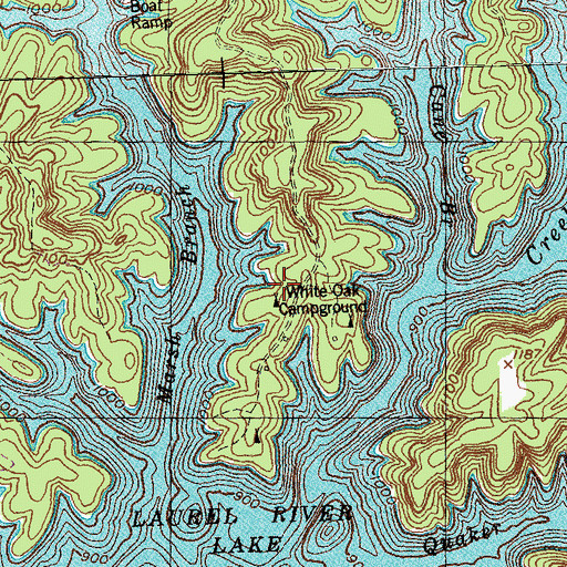 Topographic Map of White Oak Campground, KY