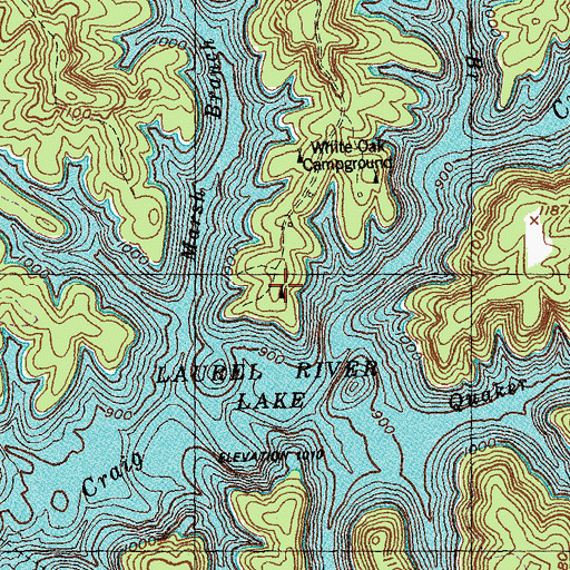 Topographic Map of White Oak Boat-in Camp, KY