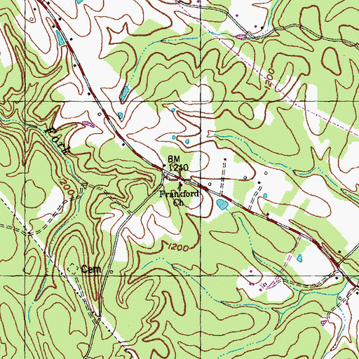 Topographic Map of Frankford Baptist Church, KY