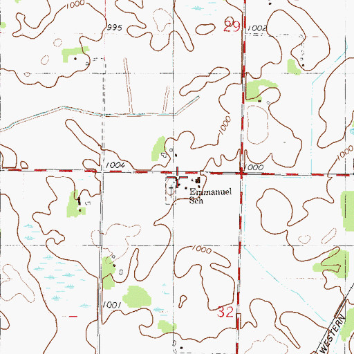 Topographic Map of Emanuel Lutheran Church, MN