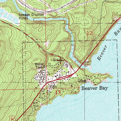 Topographic Map of Beaver Bay Post Office, MN