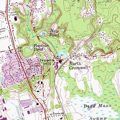 Topographic Map of North Cromwell, CT