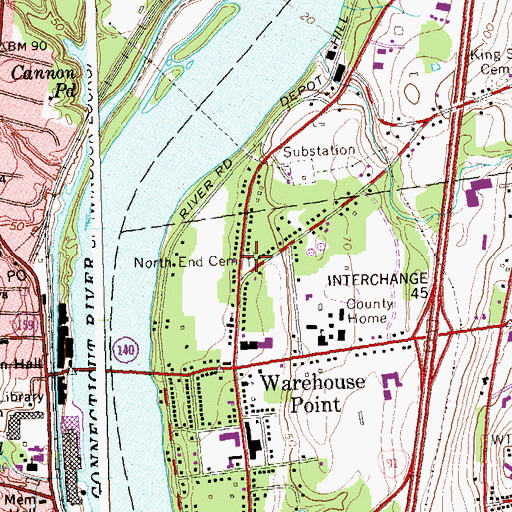 Topographic Map of North End Cemetery, CT