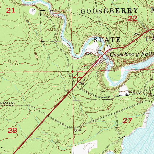 Topographic Map of Gooseberry Falls Rest Area, MN