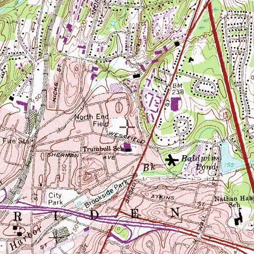 Topographic Map of North End Field, CT