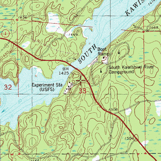 Topographic Map of Kawashiwi River Wayside Park, MN