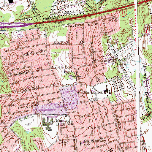 Topographic Map of North End Park, CT