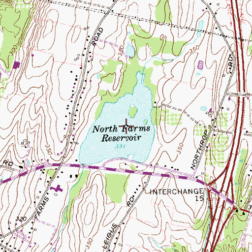 Topographic Map of North Farms Reservoir, CT