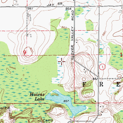 Topographic Map of Huiras Lake State Natural Area, WI