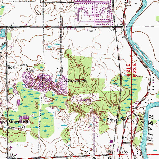 Topographic Map of Kurtz Woods State Natural Area, WI