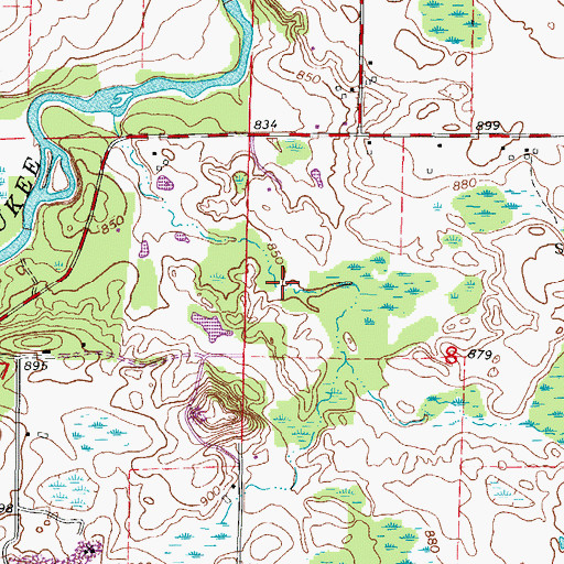 Topographic Map of Riveredge Creek And Ephemeral Pond State Nature Preserve, WI
