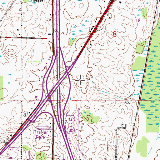 Topographic Map of Dudley Farm, WI