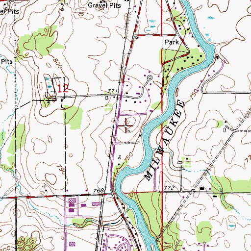 Topographic Map of Orchard Hill Stock Farm, WI